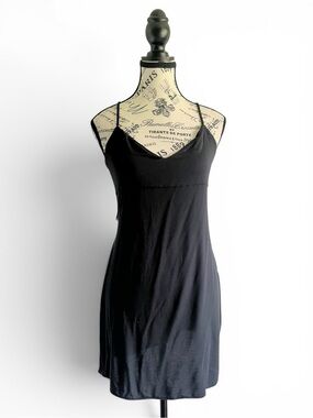 Victoria’s Secret Black Lace Back Slip Dress Y2K Coquette Goth